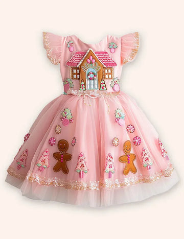 Uitverkoop - Tule-jurk met peperkoekappliqué
